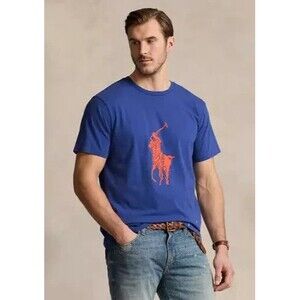 Polo Ralph Lauren Men's Big & Tall Big Pony Jersey T-Shirt 100% Cotton Blue 2XB